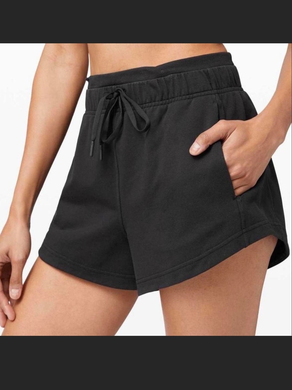 Lululemon W7BDRS Women's Sz 2 Black Inner Glow 3" French Terry Shorts $68